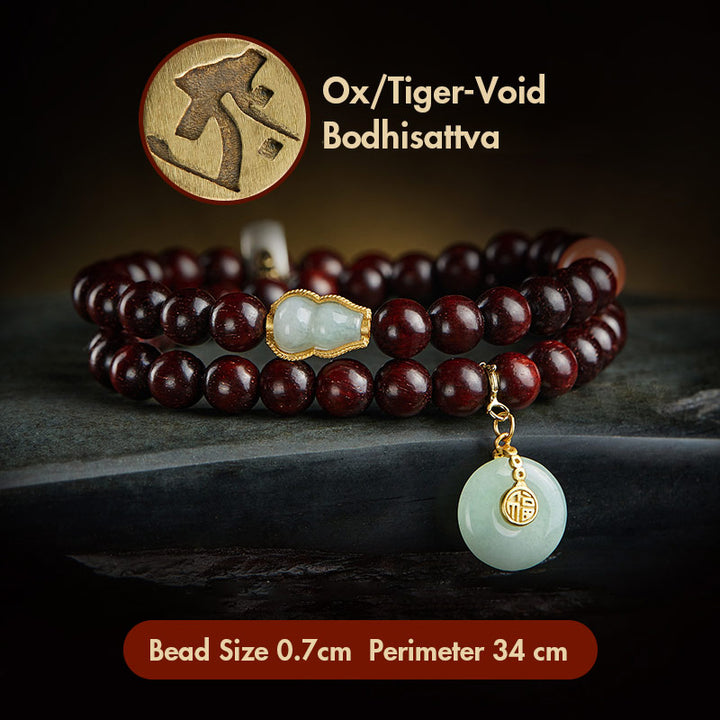 Buddha Stones Chinese Zodiac Natal Buddha Small Leaf Red Sandalwood Jade Red Agate PiXiu Sooth Bracelet