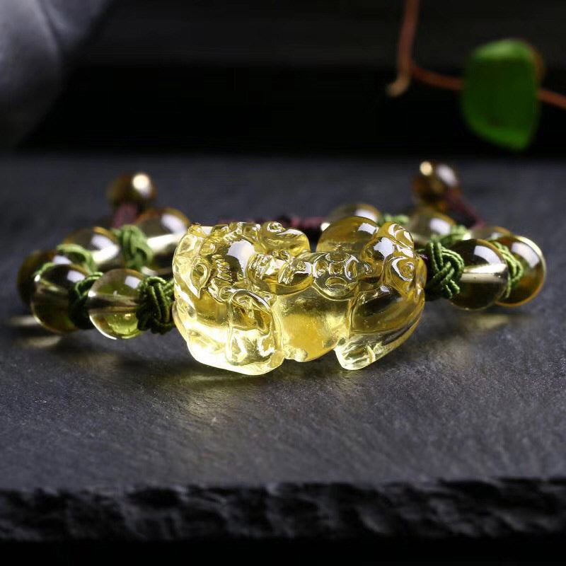 Buddha Stones Natural Citrine Pixiu Wealth Protection Bracelet