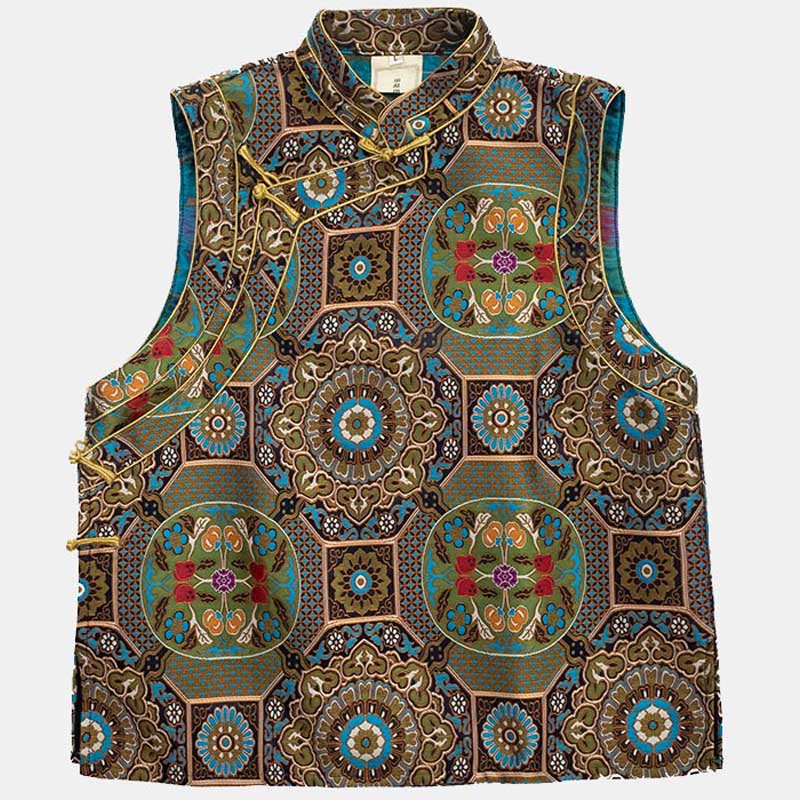 Buddha Stones Tibetan Waistcoat Clothing Lhasa Improved Chinese Mandarin Vest Men Clothing