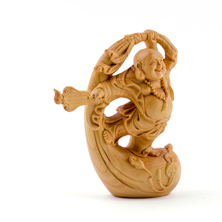 Laughing Buddha Boxwood Prosperity Home Decoration