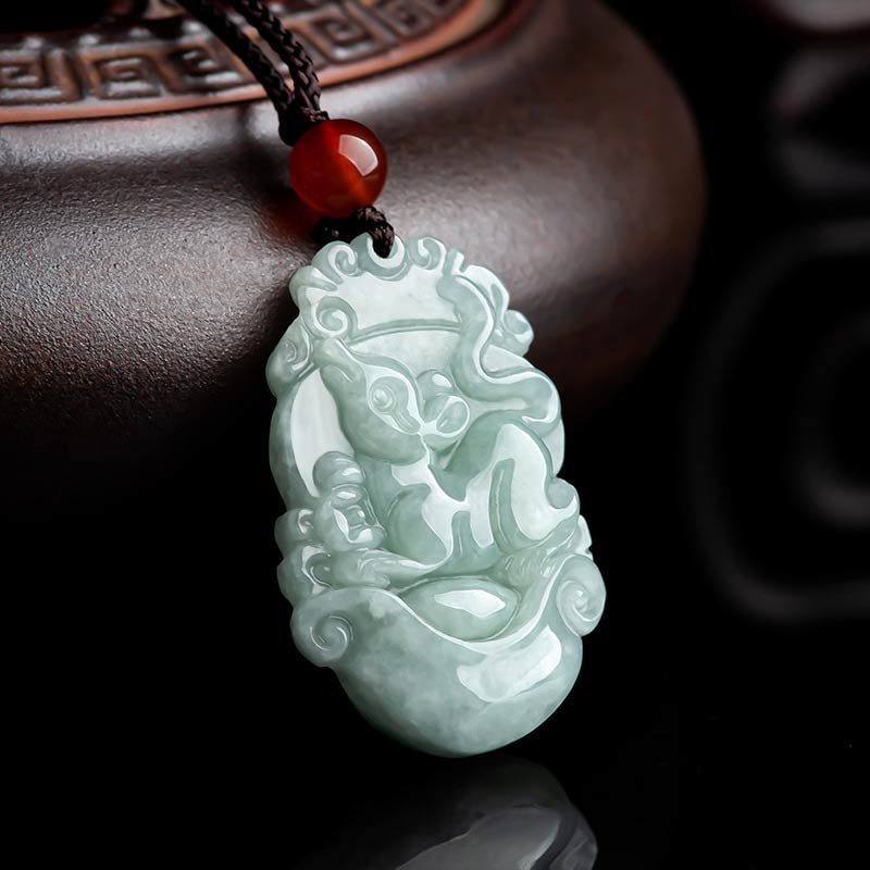 Natural Jade 12 Chinese Zodiac Sucess Pendant Necklace