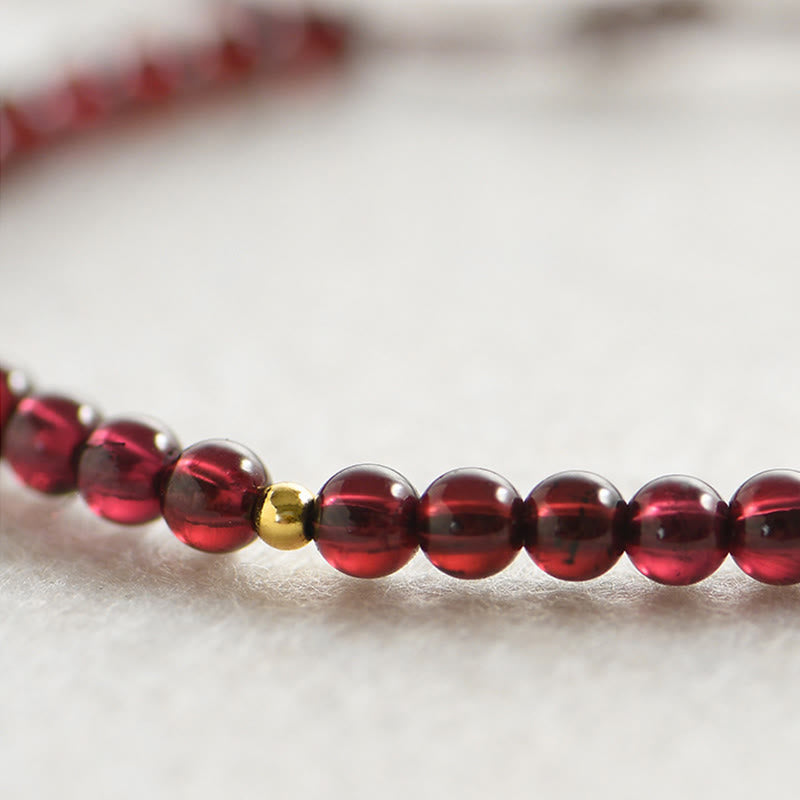 Buddha Stones Natural Garnet Golden Beads Stability Bracelet