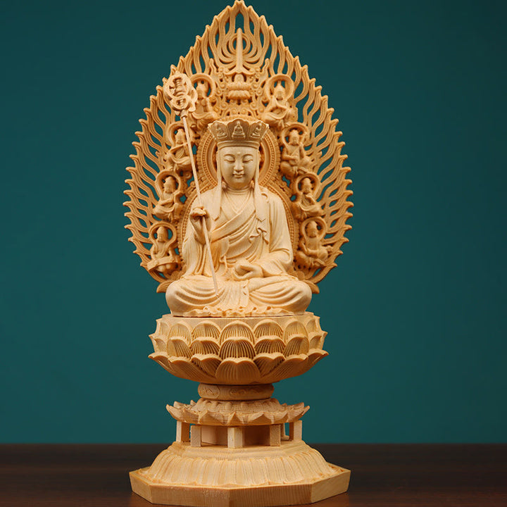 Buddha Stones Handmade Sakyamuni Kwan Yin Avalokitesvara Ksitigarbha Bodhisattva Statue Boxwood Grounding Home Decoration