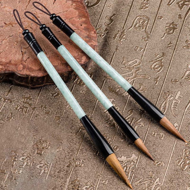 Buddha Stones Natural Jade Luck Chinese Calligraphy Brush Pen Chinese Writing Brush With Gift Box