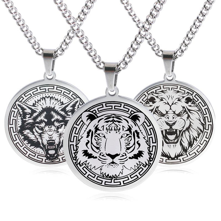 Buddha Stones Animal Titanium Steel Chain Necklace Protection Pendant