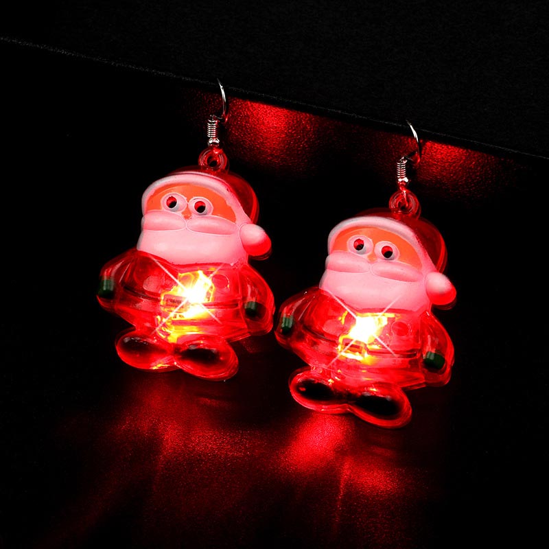 Led Christmas Santa Claus Tree Elk Luminous Earrings