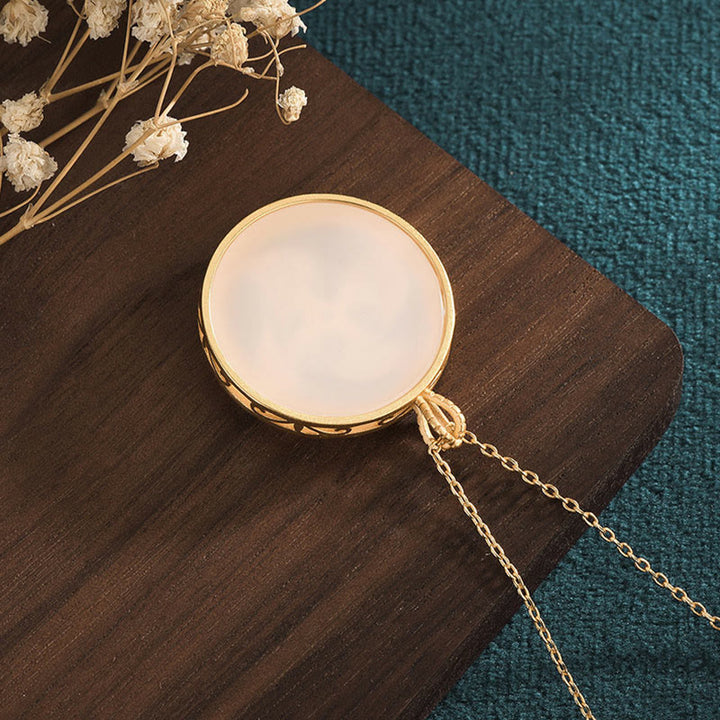 White Jade Double Dorje Protection Luck Necklace Pendant