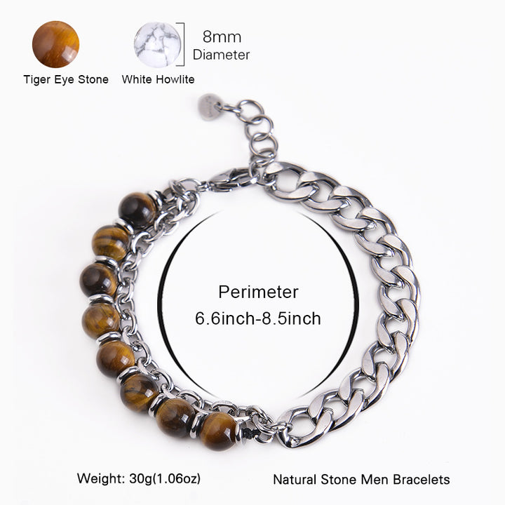 Buddha Stones Tiger Eye Picasso Jasper Frosted Stone Strength Bracelet