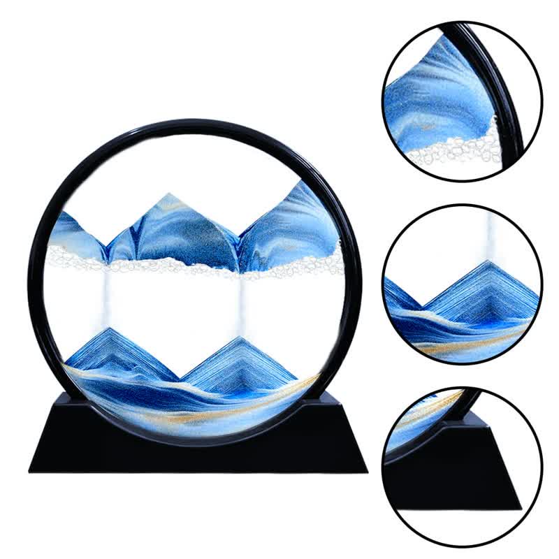 Moving Sand Art Picture Round Glass Deep Sea Sandscape Flowing Sand Home Decoration