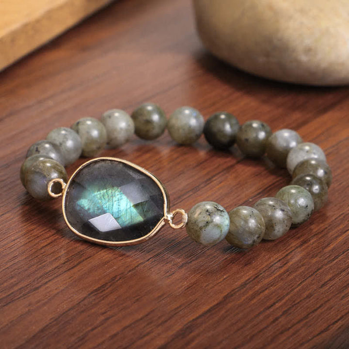 Buddha Stones Natural Labradorite Moonstone Support Healing Beaded Bracelet