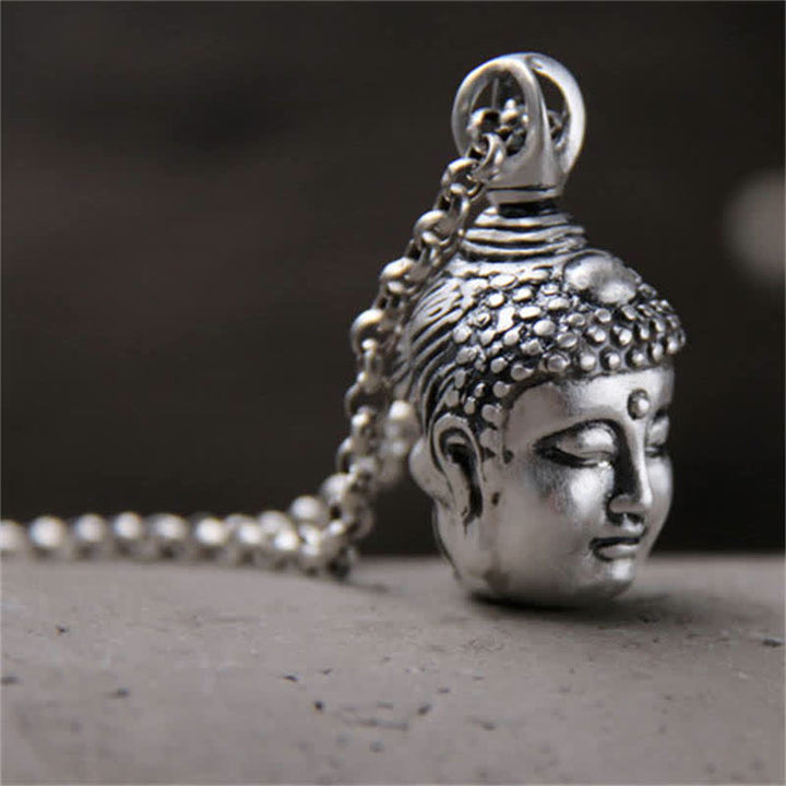 999 Sterling Silver Buddha Demon Serenity Necklace Pendant