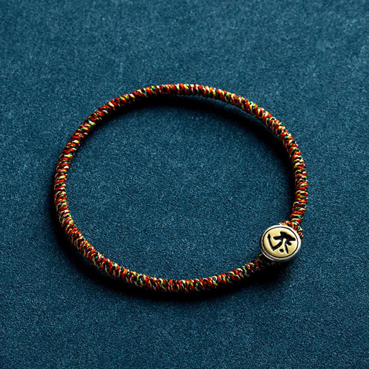 Buddha Stones Handmade 925 Sterling Silver Chinese Zodiac Natal Buddha Protection Colorful Rope Bracelet