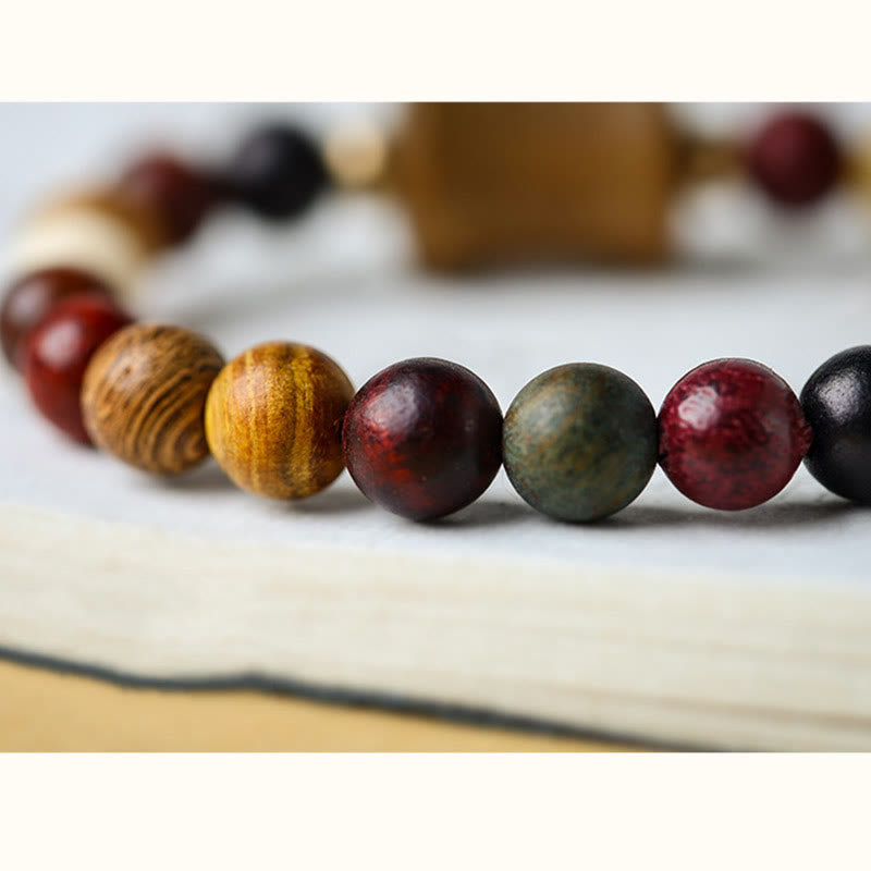 Tibet Multicolored Sandalwood Om Mani Padme Hum Protection Bracelet