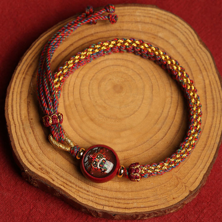 Buddha Stones Colorful Rope Cinnabar Thangka Blessing Braided Bracelet