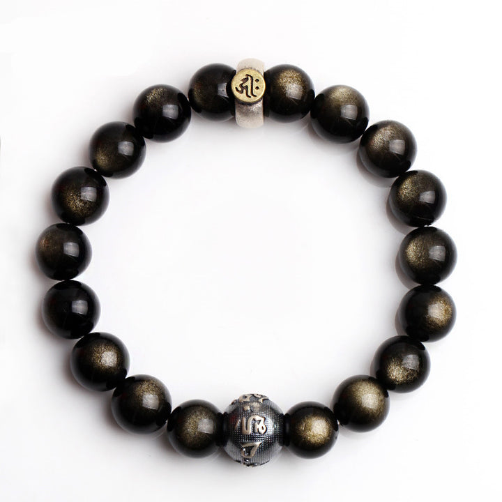 Buddha Stones Chinese Zodiac Natal Buddha Obsidian Purification Bracelet