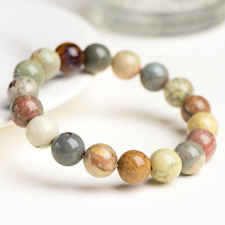 Buddha Stones Natural Colorful Alashan Agate Confidence Bracelet