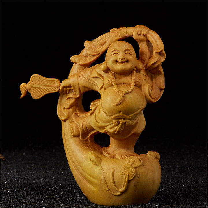 Laughing Buddha Boxwood Prosperity Home Decoration