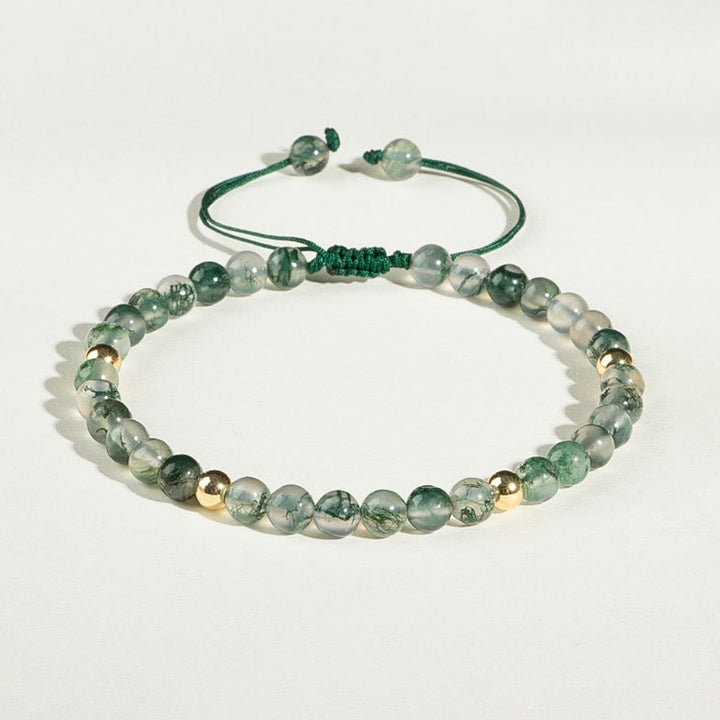 Buddha Stones Moss Agate Lucky Balance Bracelet