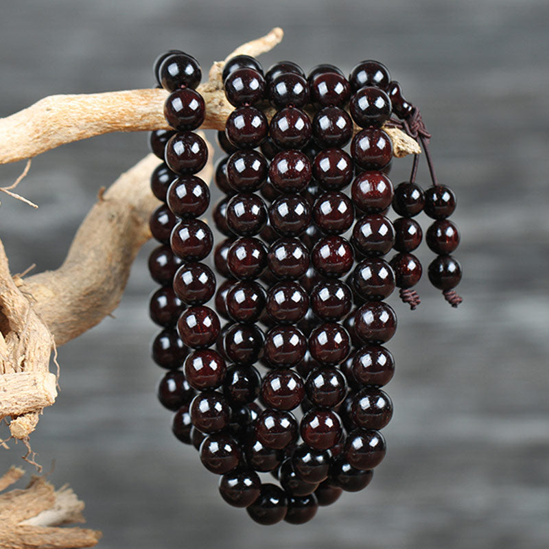 Gold Star Small Leaf Red Sandalwood Chinese Knotting Protection Bracelet