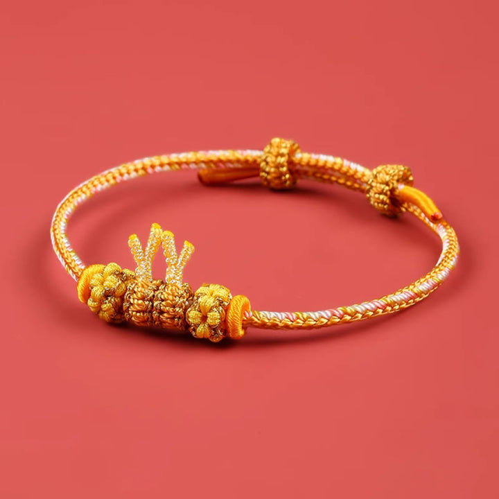 Buddha Stones Handmade Year of the Dragon Cute Chinese Zodiac Luck Braided Bracelet