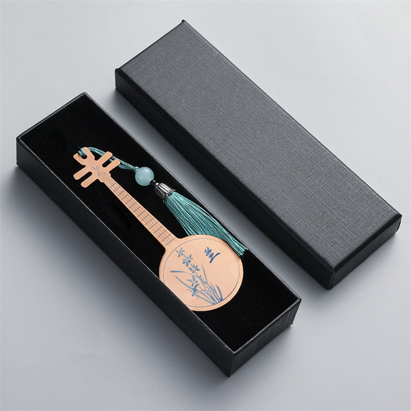 Buddha Stones Classical Musical Instruments Pipa Guzheng Guqin Ruan Metal Bookmarks Tassel With Gift Box