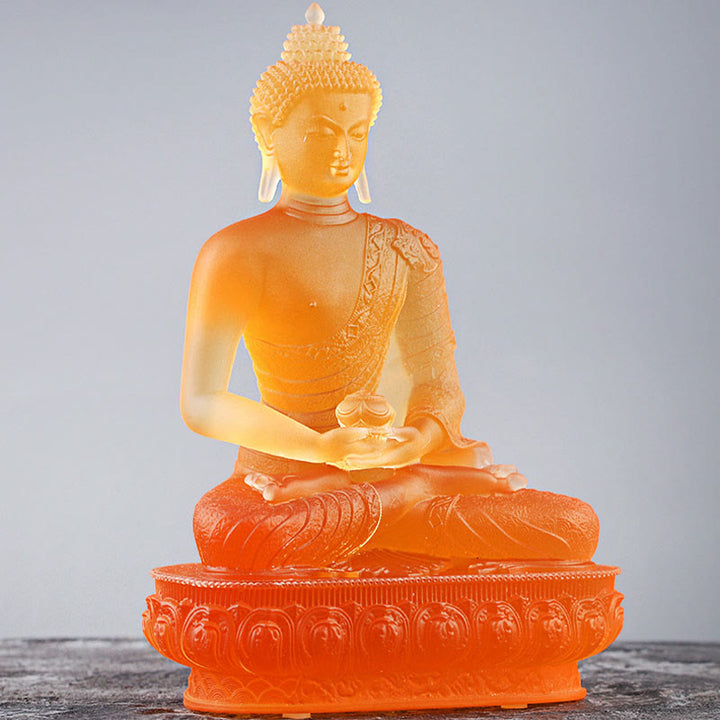 Buddha Stones Buddha Handmade Figurine Liuli Art Piece Serenity Statue Home Offering Decoration