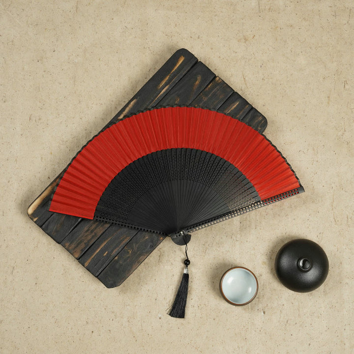 Buddha Stones Vintage Handheld Folding Fan With Bamboo Frames