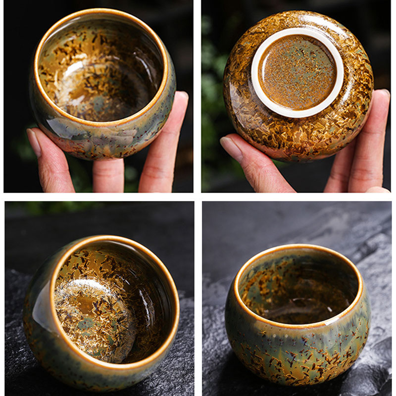 Buddha Stones Colorful Brown Ceramic Teacup Kung Fu Tea Cup Bowl