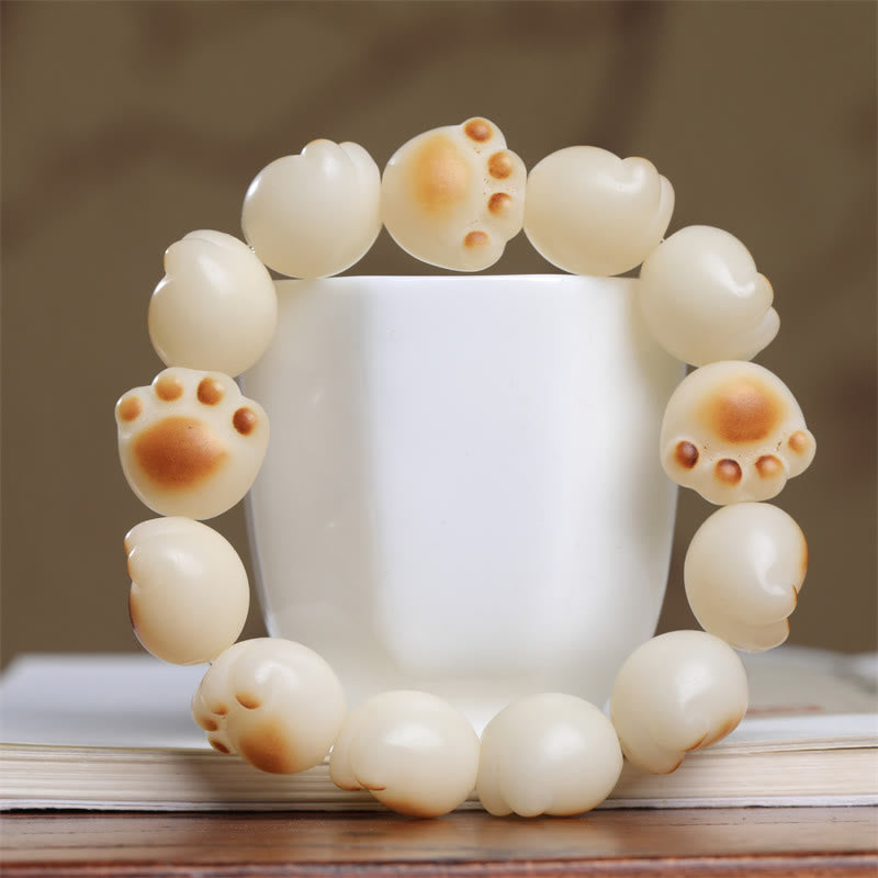 Buddha Stones Cute Cat Paw Claw Bodhi Seed Peace Bracelet