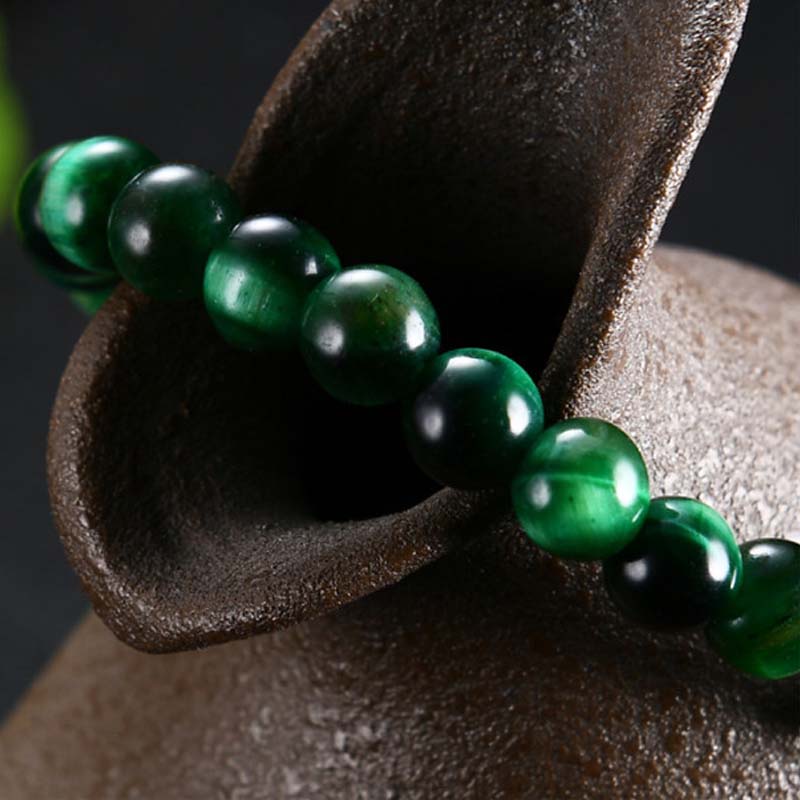 Buddha Stones Natural Green Tiger Eye Strength Bracelet