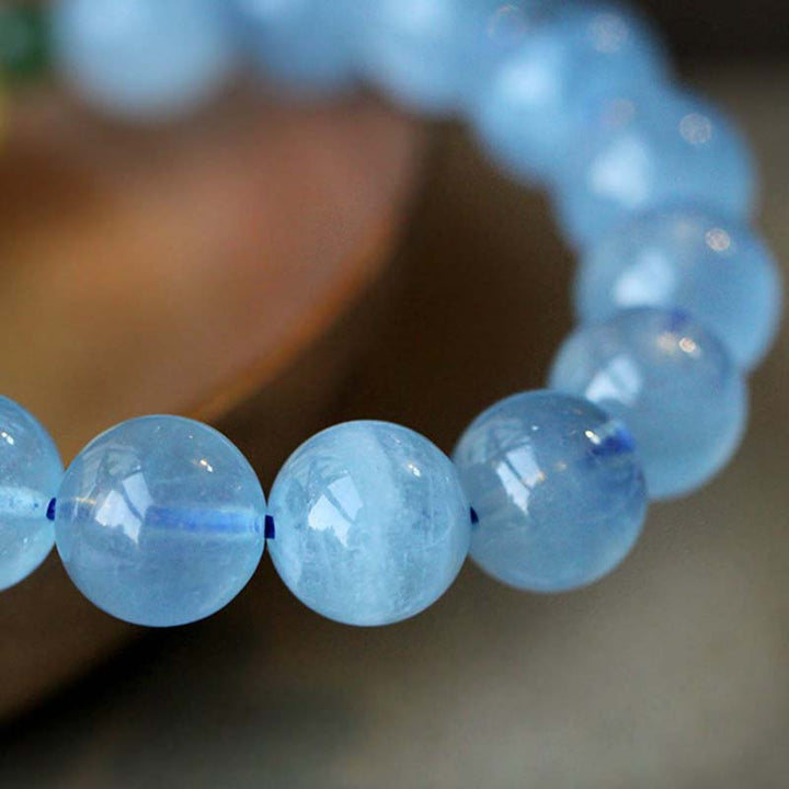 Natural Aquamarine Amber Beads Serenity Healing Bracelet