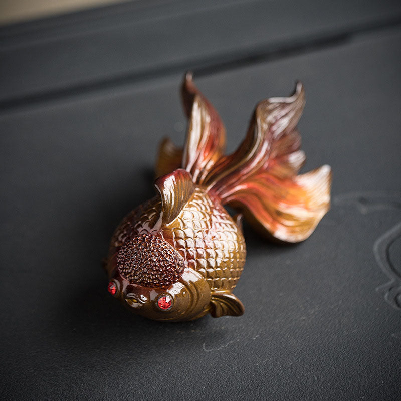 Buddha Stones Color Changing Koi Fish Resin Tea Pet Wealth Home Figurine Decoration