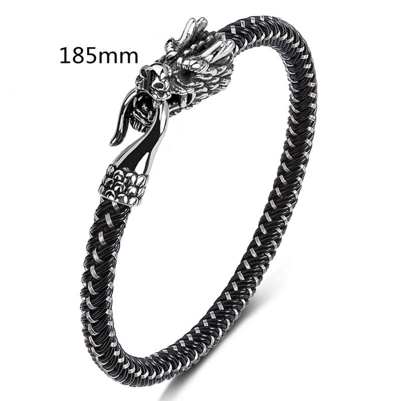 Buddha Stones Dragon Titanium Steel Protection Luck Bracelet