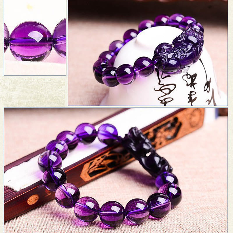 Buddha Stones Feng Shui Amethyst Fortune Wealth Bracelet