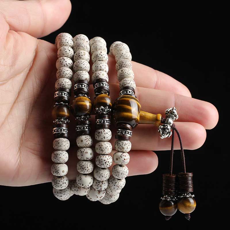 Buddha Stones Handmade Tibetan Tiger Eye Bodhi Seed Peace Bracelet