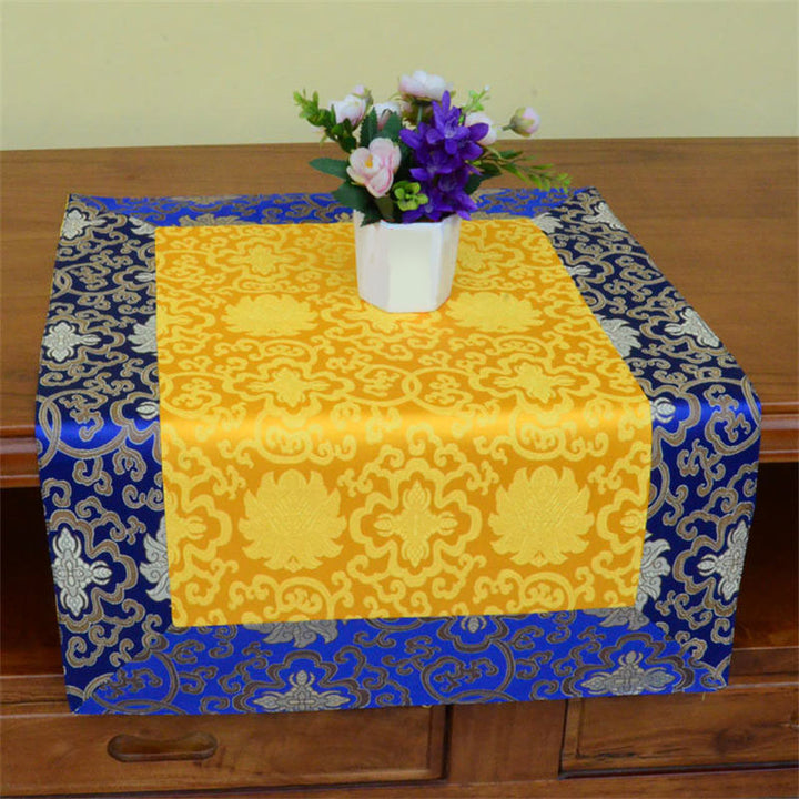 Brocade Prayer Altar Flower Vajra Dragon Pattern Auspicious Symbols Table Runner