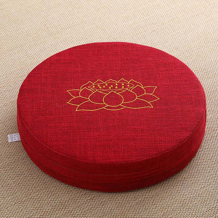 Lotus Embroidery Cotton Linen Meditation Seat Cushion