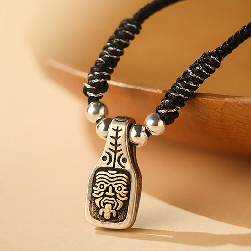 Buddha Stones Tibetan 925 Sterling Silver Zakiram Goddess of Wealth Protection Rope Necklace Pendant