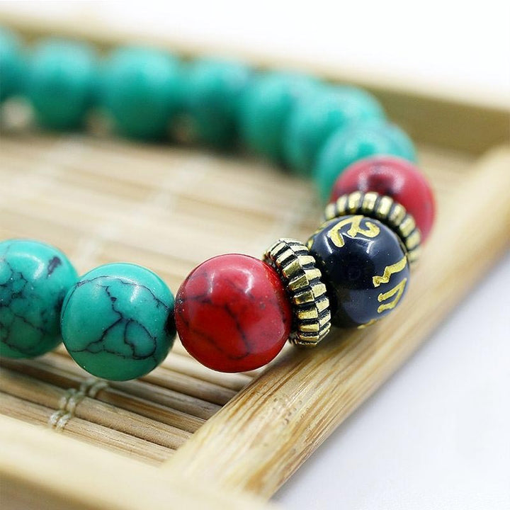 Buddha Stones Tibetan Turquoise Purification Necklace Mala