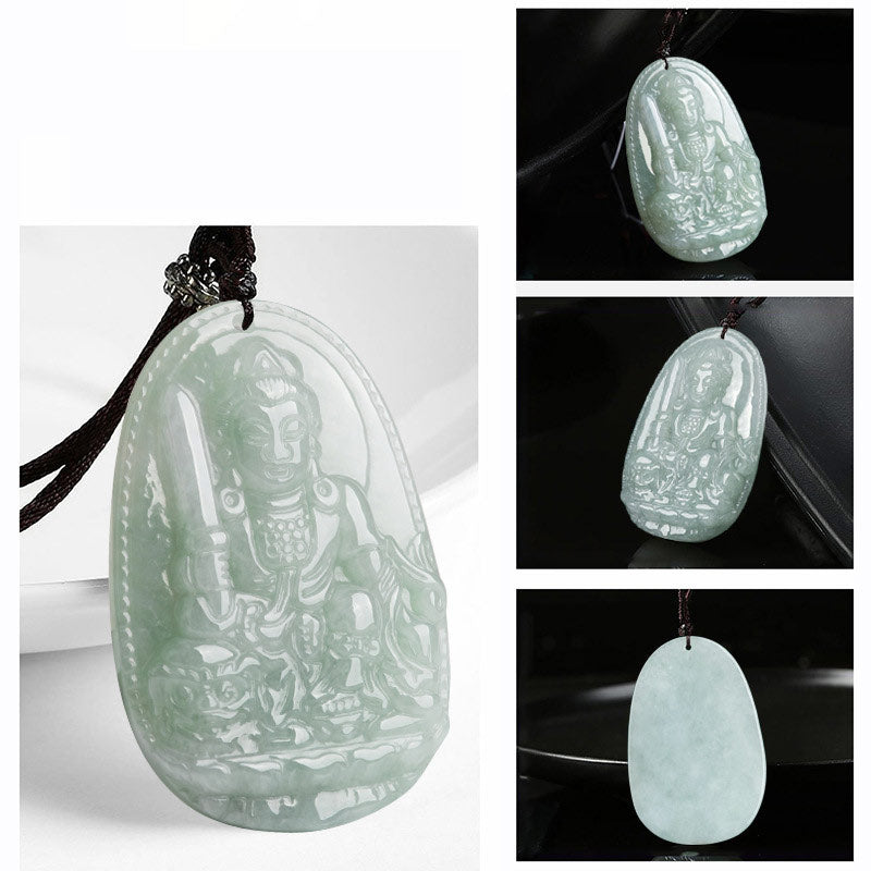 Buddha Stones Chinese Zodiac Natal Buddha Jade Wealth Prosperity Necklace Pendant