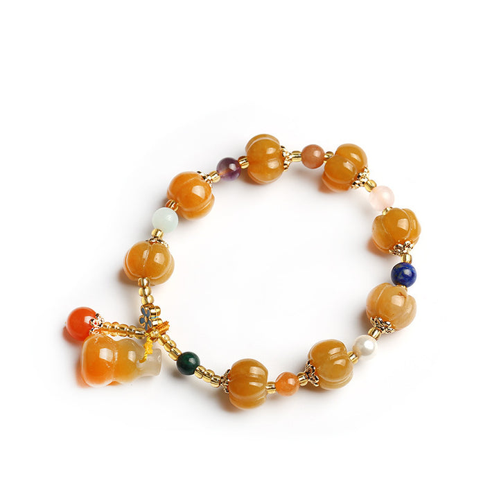 Buddha Stones Golden Silk Jade Pixiu Wealth Bracelet