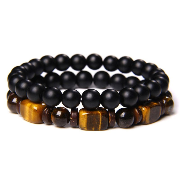 Buddha Stones Tiger Eye Frosted Stone Hematite Courage Bracelet