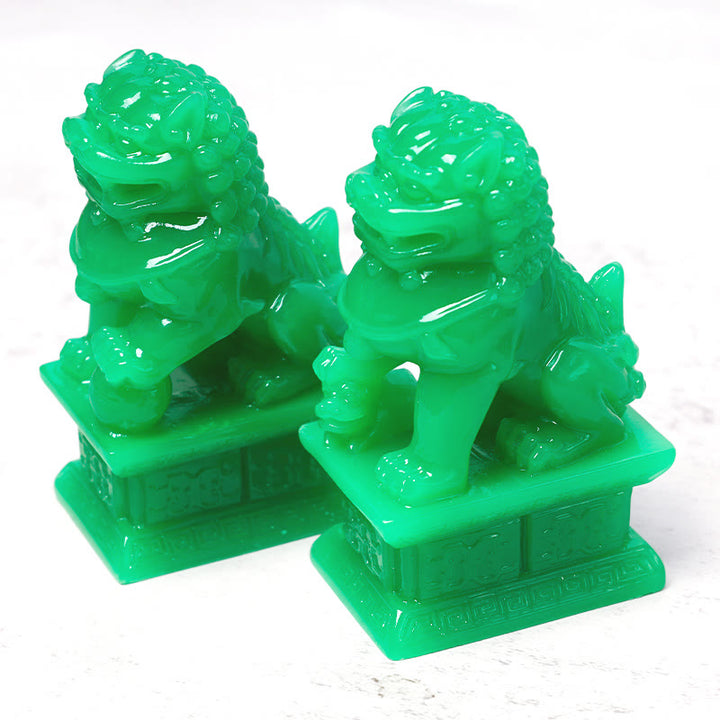 Wealth Prosperity Pair of Fu Foo Dogs Guardian Lion Statues Home Decoration