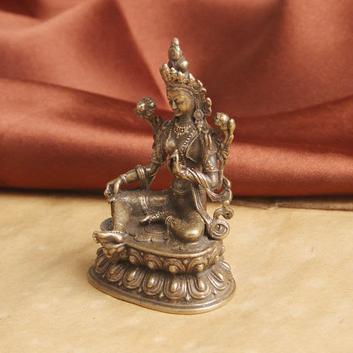 Bodhisattva Green Tara Calm Hope Copper Statue Decoration