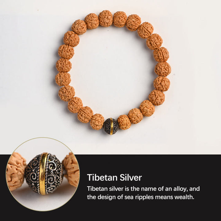 Buddha Stones Tibet Rudraksha Bodhi Seed Wealth Auspiciousness Bracelet