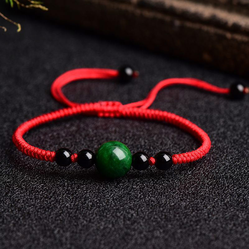 Buddha Stones Lucky and Success Jade Red String Bracelet