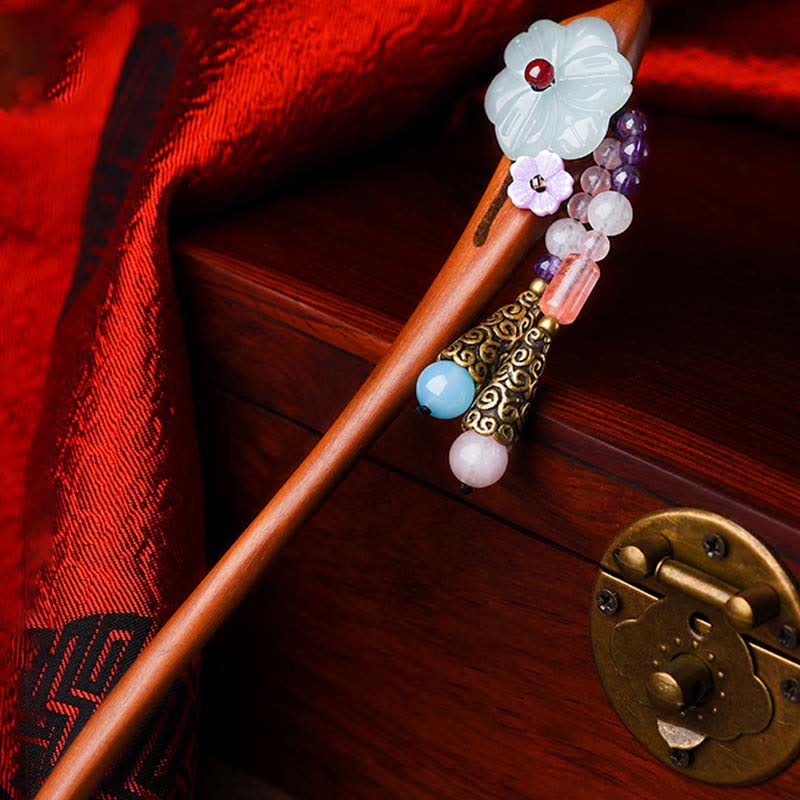 Red Sandalwood Amethyst Aventurine Protection Hairpin Decoration