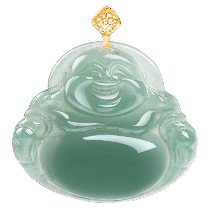 Laughing Buddha Natural Jade Prosperity Abundance Necklace Pendant