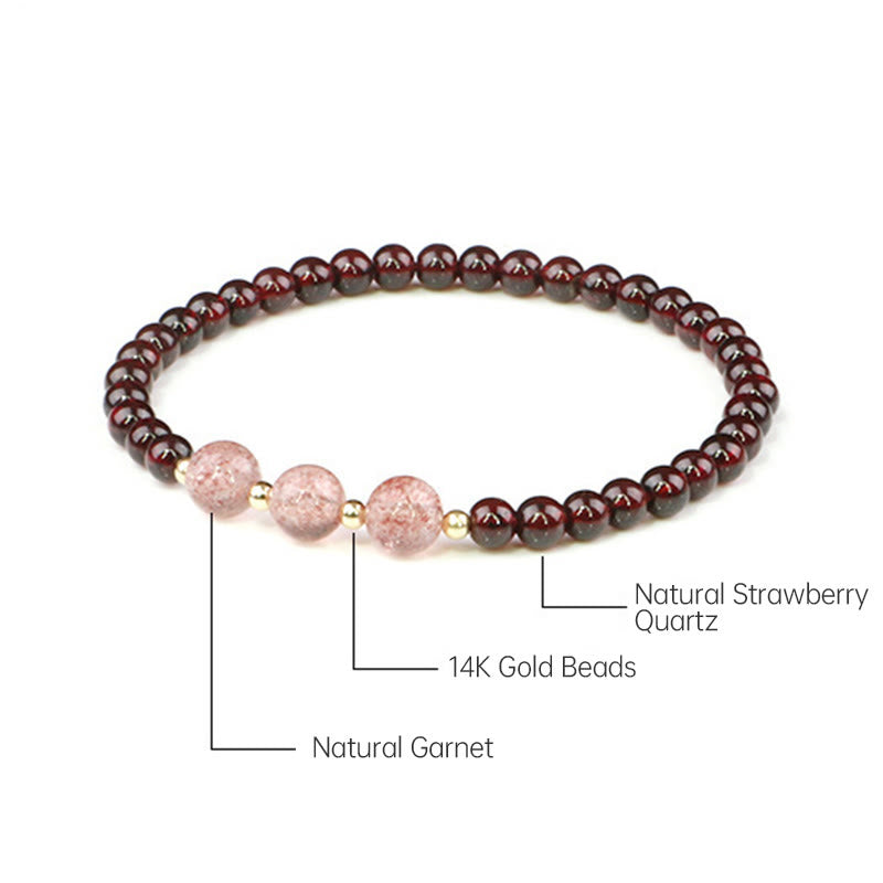 Buddha Stones Natural Garnet Strawberry Quartz Calm Bracelet