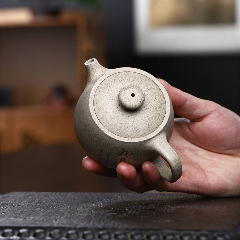 Buddha Stones Yixing Semi-handmade Beige Purple Clay Kung Fu Teapot 200ml